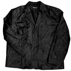 Concept Vintage Black 100% Genuine Leather Jacket Mens Size XL